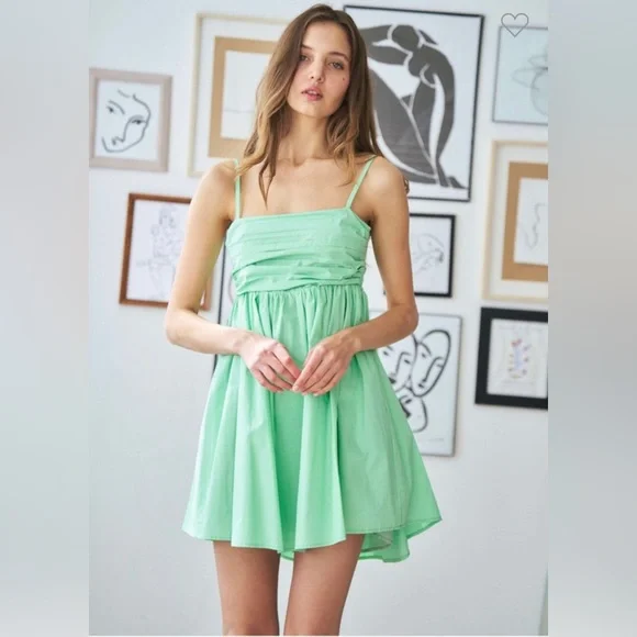 Mia & Penelope Dresses | Green Mini Dress Spaghetti Straps Adjustable | Color: Green | Size: L | Alingrosso's Closet